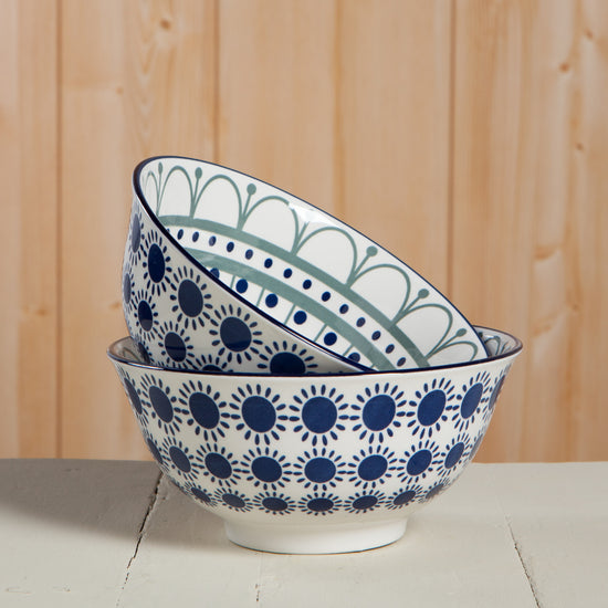 Now Designs Black Navy Sun 6 Inch Stamped Bowl