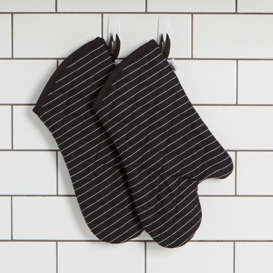 Now Designs Black Pinstripe Superior Oven Mitt
