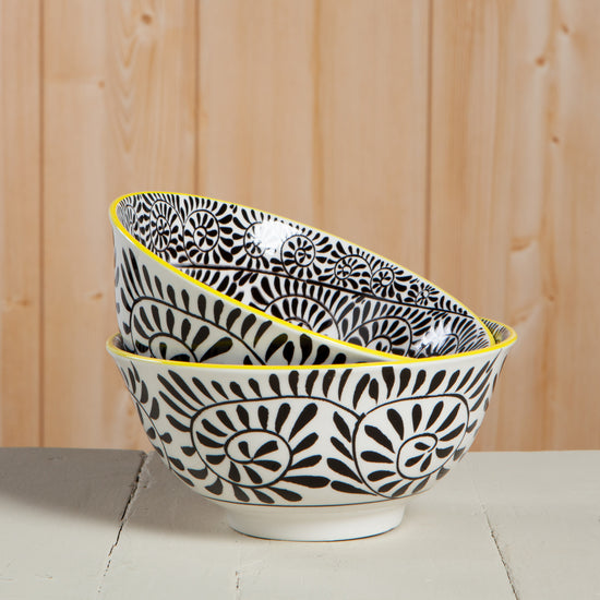 Now Designs Black Vines 6 Inch Stamped Bowl