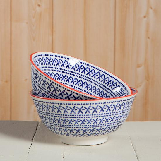 Now Designs Blue Cross 6 Inch Stamped Bowl