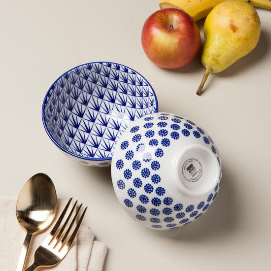 Now Designs Blue Dots 4 Inch Stamped Bowl