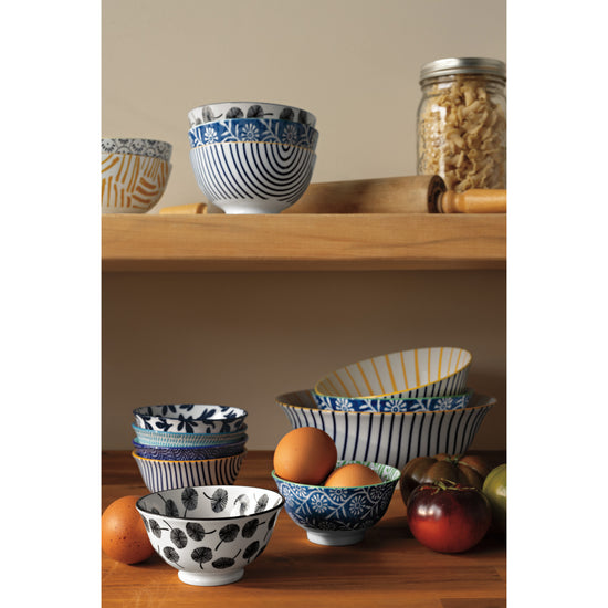 Now Designs Blue Floral Stamped Bowl 3.5 Inch