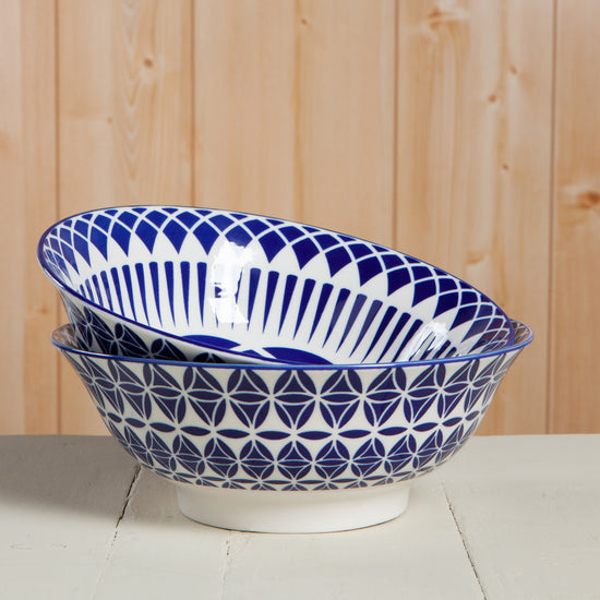 Now Designs Blue Geo 8 Inch Stamped Bowl