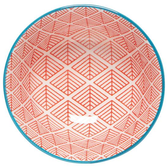 Now Designs Blue Red Dash Stamped Bowl 3.5 Inch