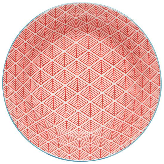 Now Designs Blue Red Dash Stamped Bowl 8 Inch