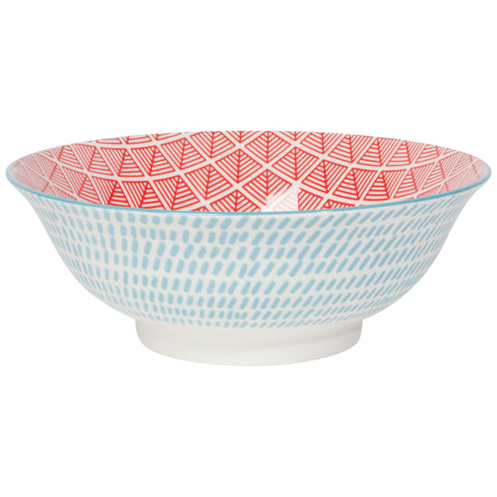 now designs Blue Red Dash Stamped Bowl 8 Inch