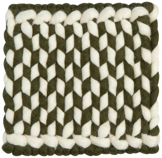 now designs Braid Felt Wool Trivet - Olive Branch