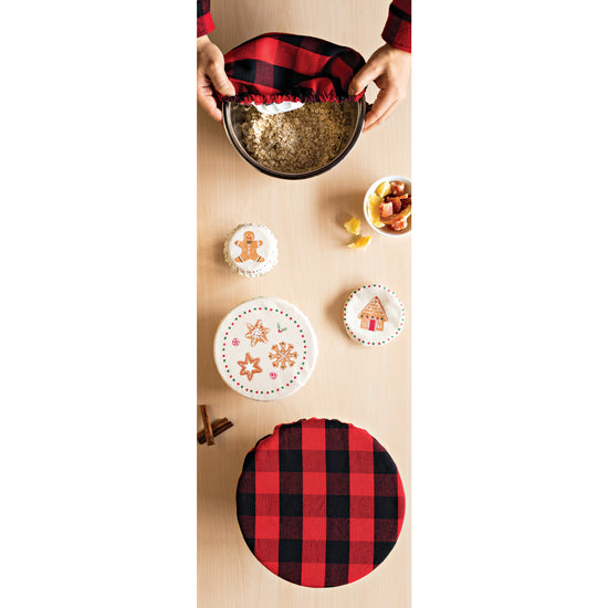 Now Designs Buffalo Plaid Red Bowl Covers Set Of 2