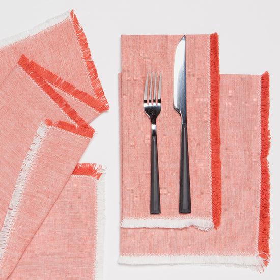 Now Designs Chambray Napkins Clay Red Set Of 4
