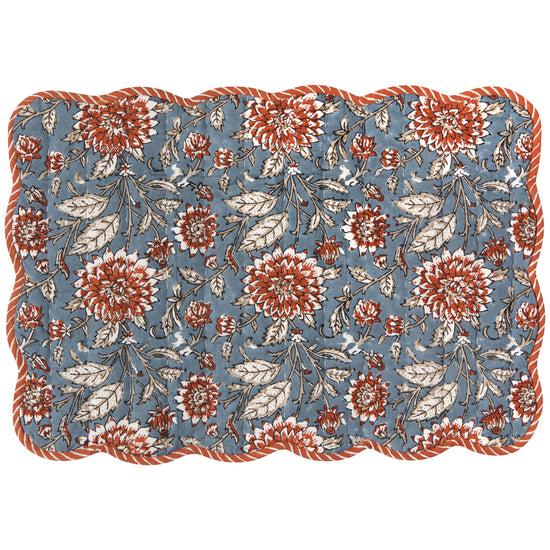 now designs Dahlia Block Print Kantha Placemat