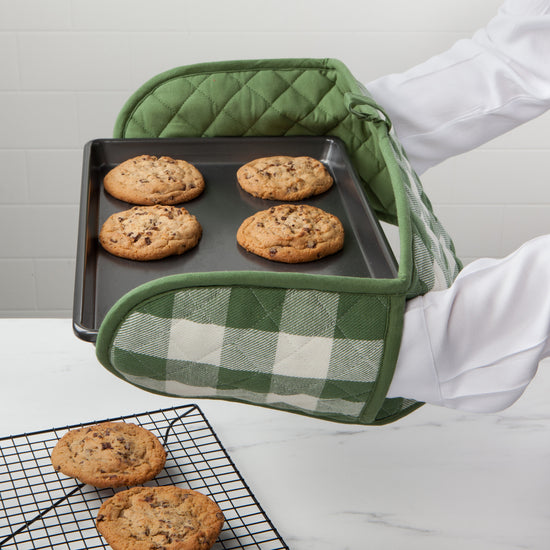 Now Designs Elm Green Check Double Oven Mitt