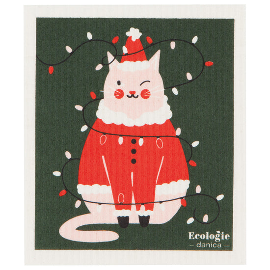 now designs Festive Feline Swedish Sponge Cloth