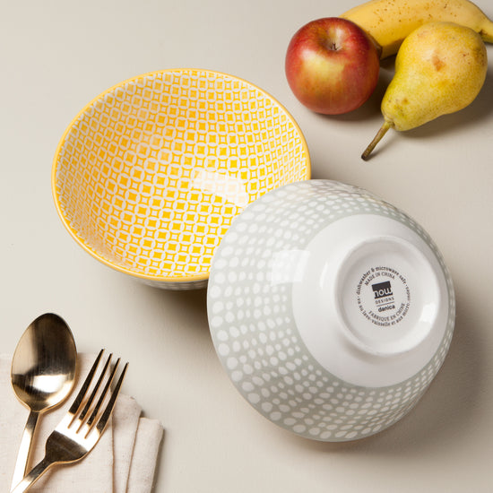 Now Designs Grey Dots 6 Inch Stamped Bowl