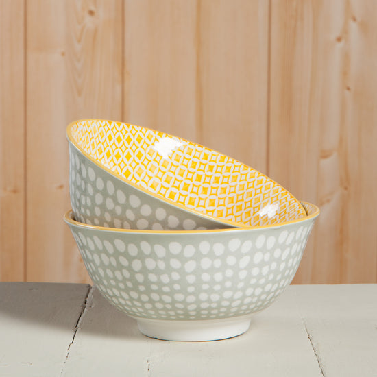 Now Designs Grey Dots 6 Inch Stamped Bowl