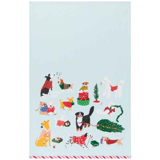 now designs Holiday Hounds Christmas Dishtowel