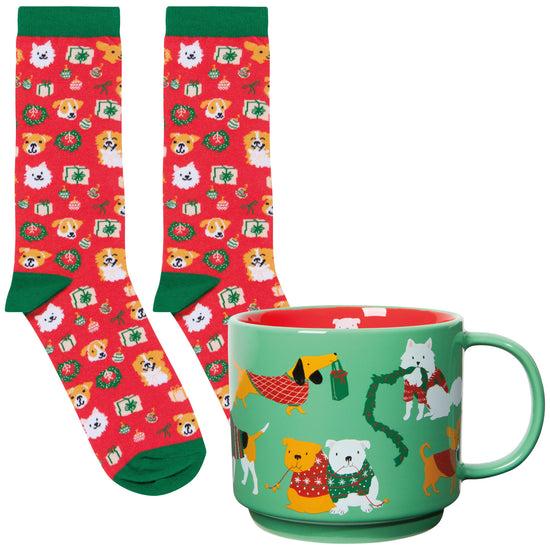 now designs Holiday Hounds Mug and Socks Set