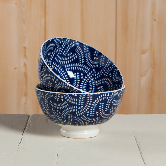Now Designs Indigo Geo 4 Inch Stamped Bowl