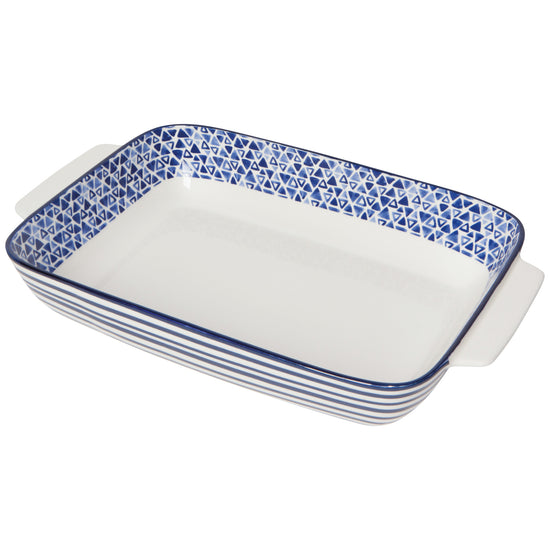 now designs Indigo Triangles Baking Dish