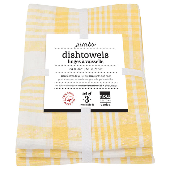 Now Designs Jumbo Dishtowels Lemon Yellow Set Of 3