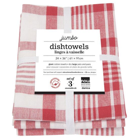 Now Designs Jumbo Dishtowels Red Set Of 3
