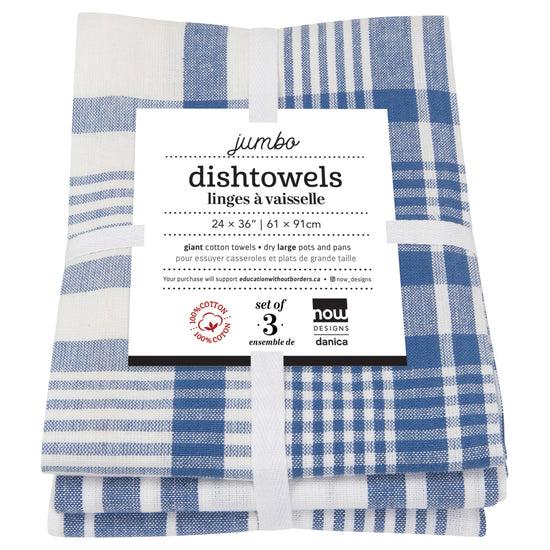 Now Designs Jumbo Dishtowels Royal Blue Set Of 3