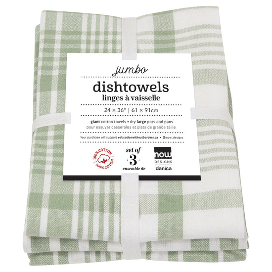 Now Designs Jumbo Dishtowels Sage Set Of 3