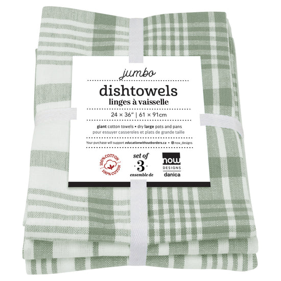 Now Designs Jumbo XL Dish Towel Elm Green Set Of 3