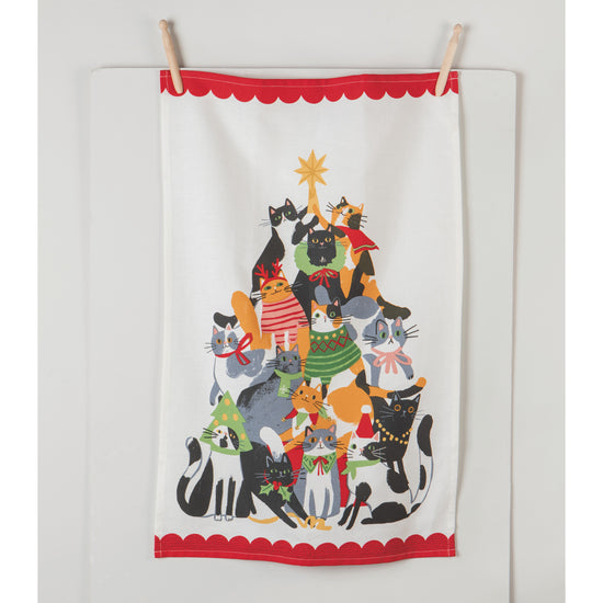 Now Designs Kitty Carol Christmas Dishtowel