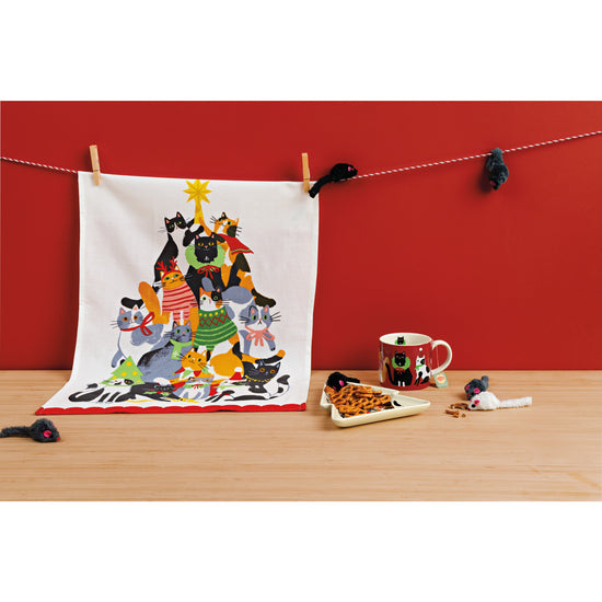 Now Designs Kitty Carol Christmas Dishtowel