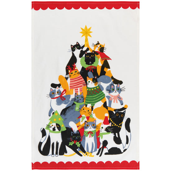 now designs Kitty Carol Christmas Dishtowel