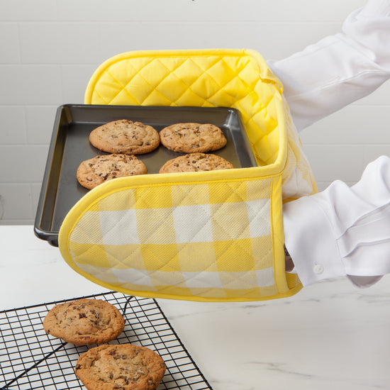 Now Designs Lemon Yellow Check Double Oven Mitt