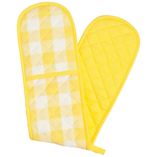 now designs Lemon Yellow Check Double Oven Mitt