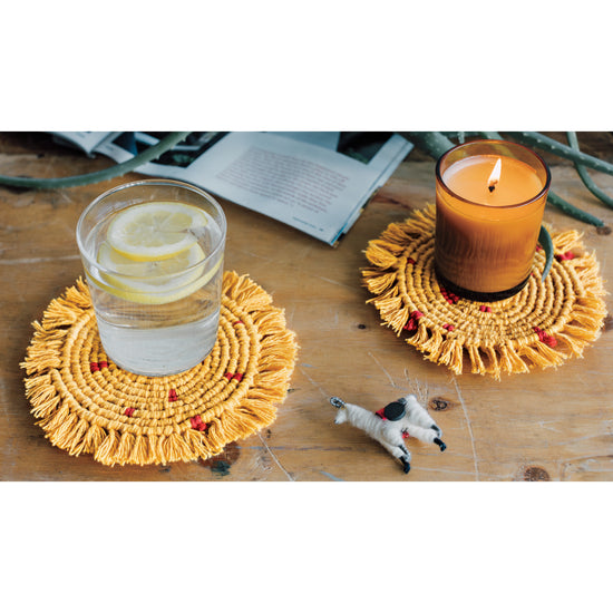 Now Designs Macrame Coaster Ochre Set Of 4