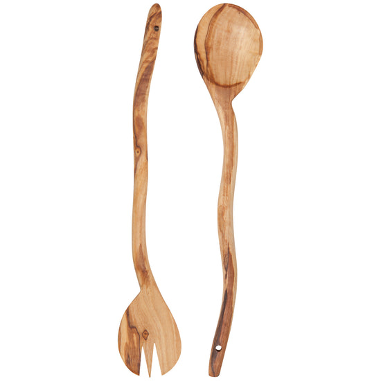 now designs Olive Wood Wavy Salad Servers Set of 2