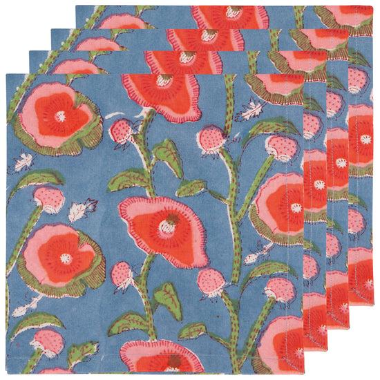 now designs Poppy Block Print Napkins Set of 4