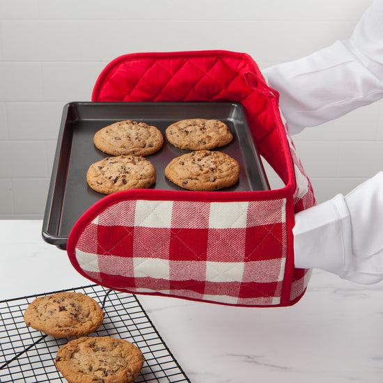 Now Designs Red Check Double Oven Mitt