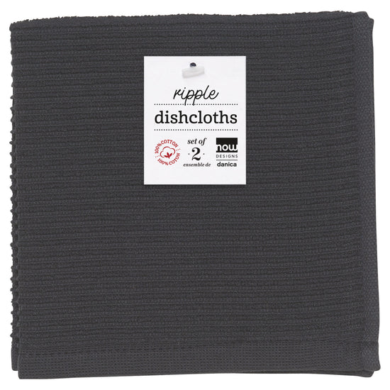 Now Designs Ripple Dishcloths Black Set Of 2