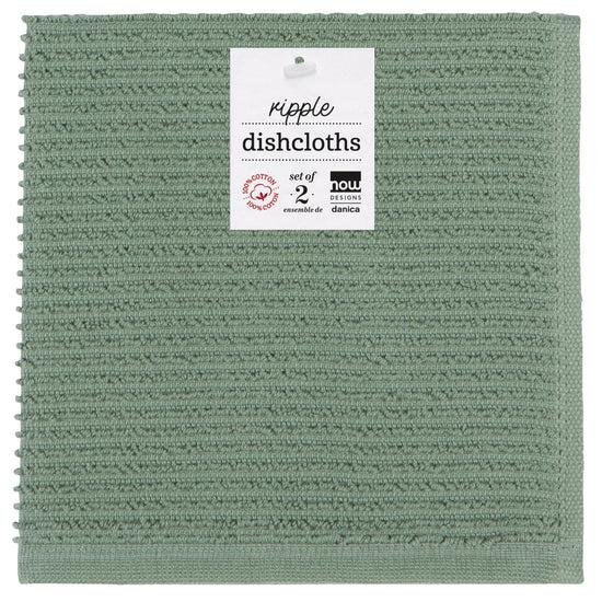 Now Designs Ripple Dishcloths Elm Green Set Of 2