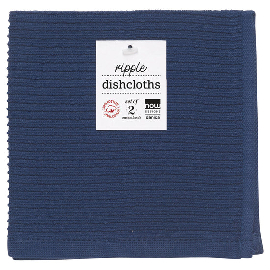 Now Designs Ripple Dishcloths Indigo Blue Set Of 2