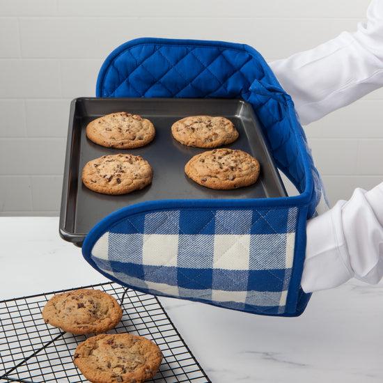 Now Designs Royal Blue Check Double Oven Mitt