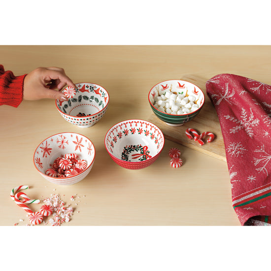 Now Designs Santa's Reindeer Stamped Bowl 4 Inch