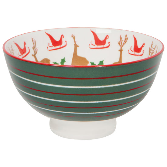 now designs Santa's Reindeer Stamped Bowl 4 Inch
