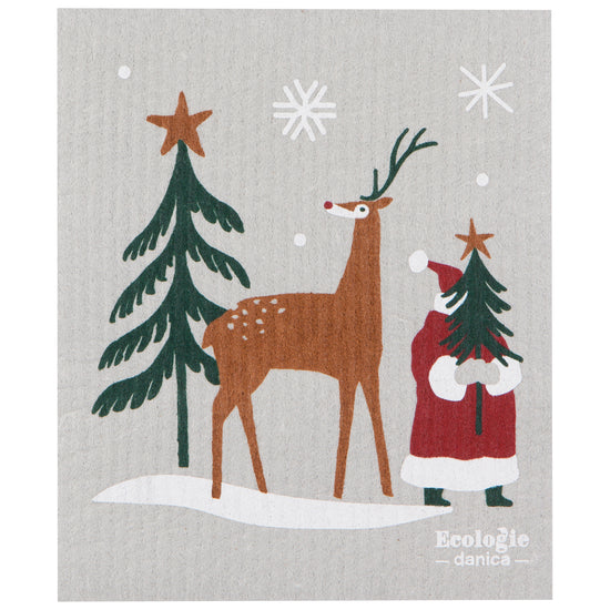 now designs Santa's Reindeer Swedish Sponge Cloth