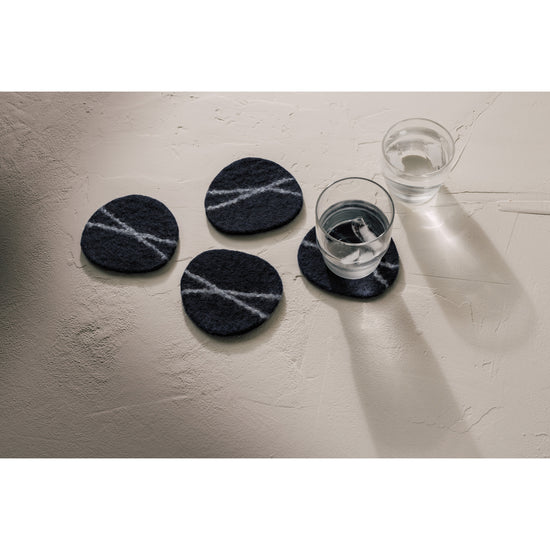 Now Designs Striato Felt Coaster Set Of 4 - Midnight