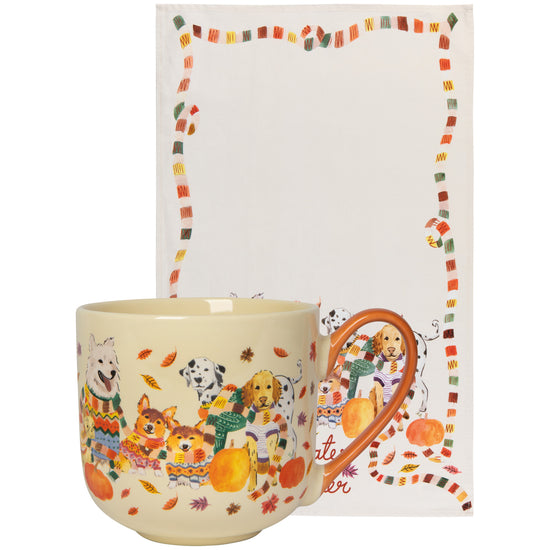now designs Sweater Weather Mug and Dishtowel Set