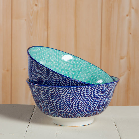 Now Designs Waves 6 Inch Stamped Bowl Auqa