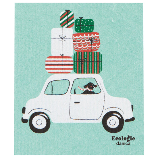 now designs Winter Wheels Dog Swedish Sponge Cloth