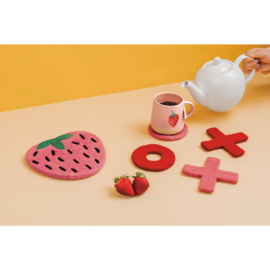 Now Designs XO Felt Wool Coaster Set Of 4