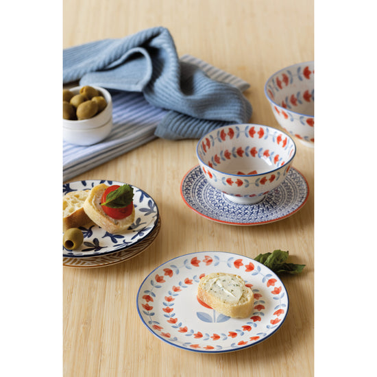 Now Designs Ochre Lines Stamped Appetizer Plate 6 Inch