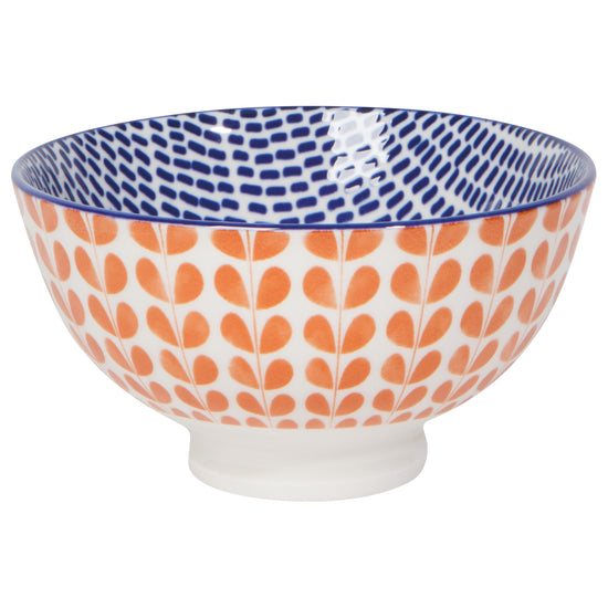 now designs Orange Blue Blossom Stamped Bowl 4 Inch